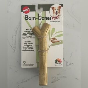 SPOT Bam-Bones PLUS Dog Chew Toy - 6-Inch Y-Shaped, Chicken Flavor- NWT